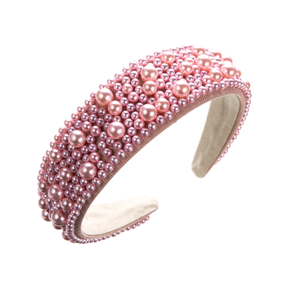 Casual Solid Color Cloth Inlay Pearl Hair Band display picture 7