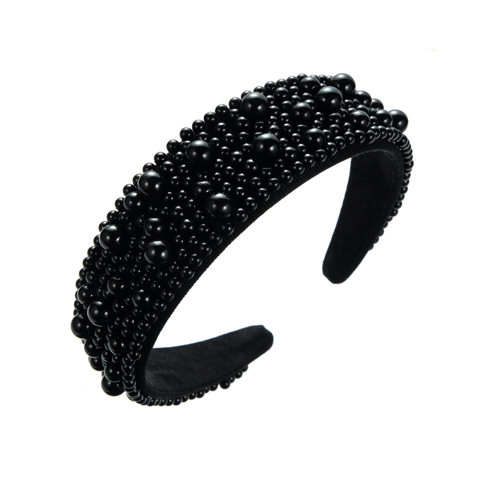 Casual Solid Color Cloth Inlay Pearl Hair Band display picture 5
