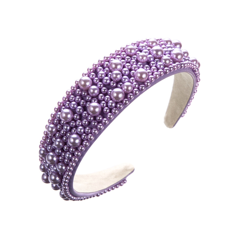 Casual Solid Color Cloth Inlay Pearl Hair Band display picture 6