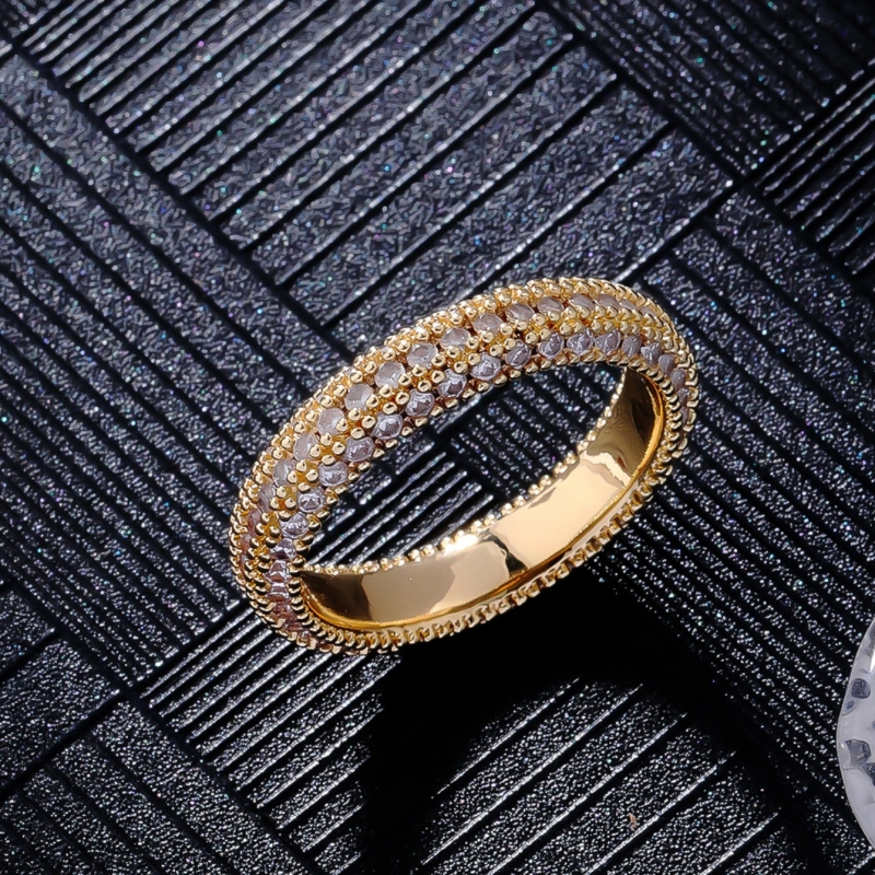 Copper K Gold Plated Rhodium Plated Hip-Hop Simple Style Plating Inlay Round Zircon Rings display picture 5