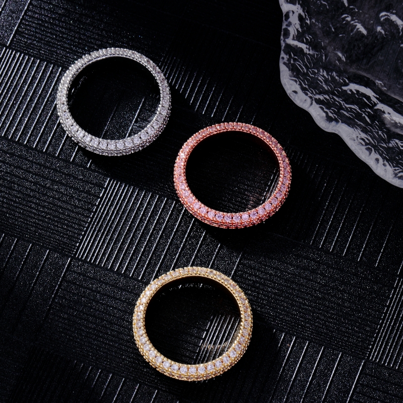Copper K Gold Plated Rhodium Plated Hip-Hop Simple Style Plating Inlay Round Zircon Rings display picture 2