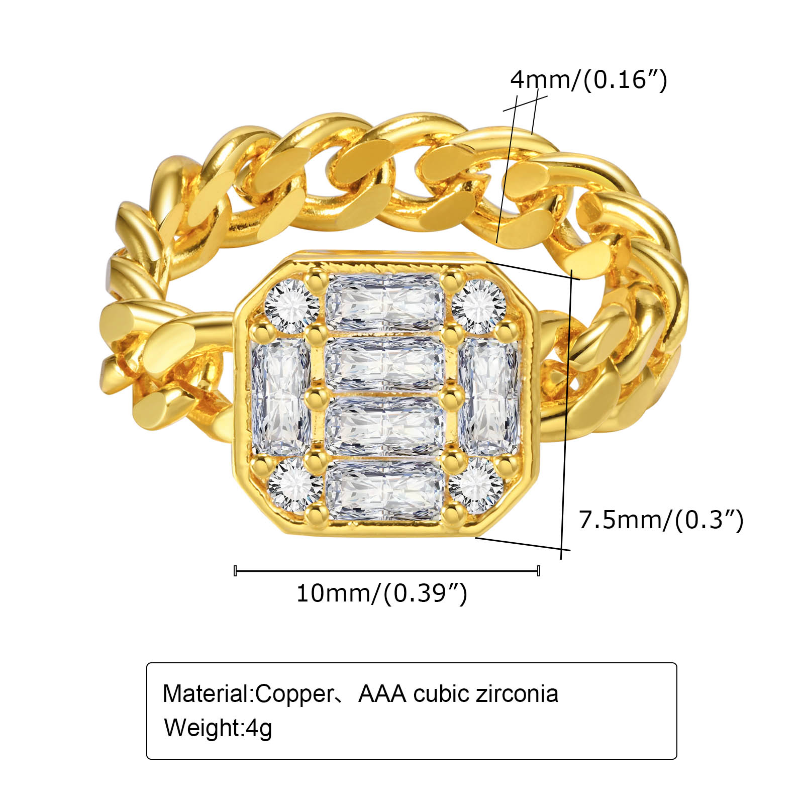 Brass Gold Plated Elegant Simple Style Plating Inlay Geometric Zircon Rings display picture 1