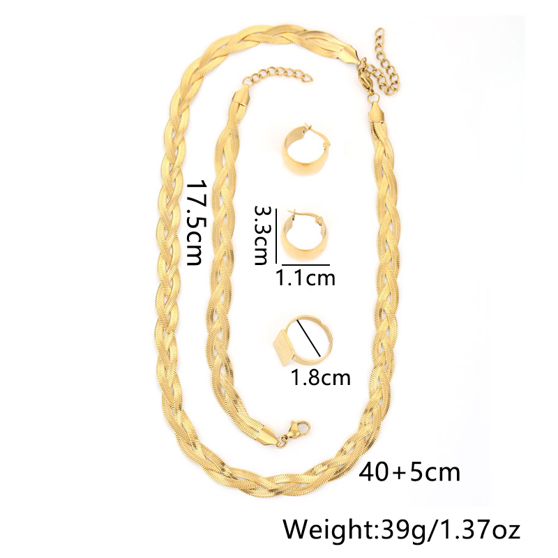 Großhandel Lässig Strassenmode Geometrisch Titan Stahl Ringe Ohrringe Halskette display picture 12