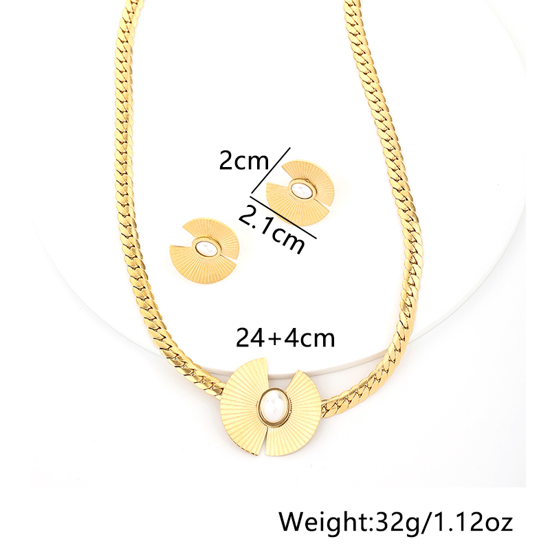 Einfacher Stil Perle Titan Stahl Ohrringe Halskette display picture 1