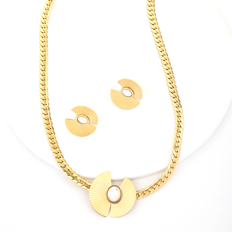 Einfacher Stil Perle Titan Stahl Ohrringe Halskette display picture 2
