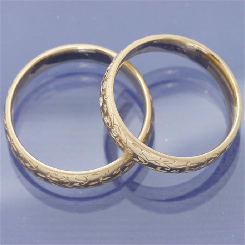 Romantic Simple Style Plant Alloy Plating Inlay Rhinestones Gold Plated Couple Rings display picture 1