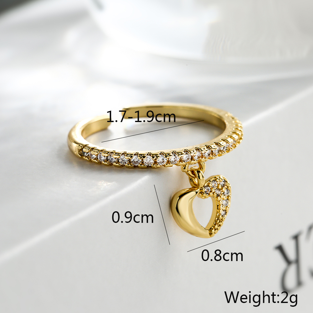 Classic Style Streetwear Heart Shape Copper Plating Inlay Zircon 18k Gold Plated White Gold Plated Charm Rings display picture 1