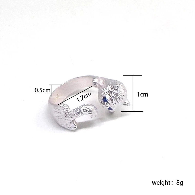 Cute Cat Silver Plated Rhinestones Alloy Wholesale Open Rings display picture 1