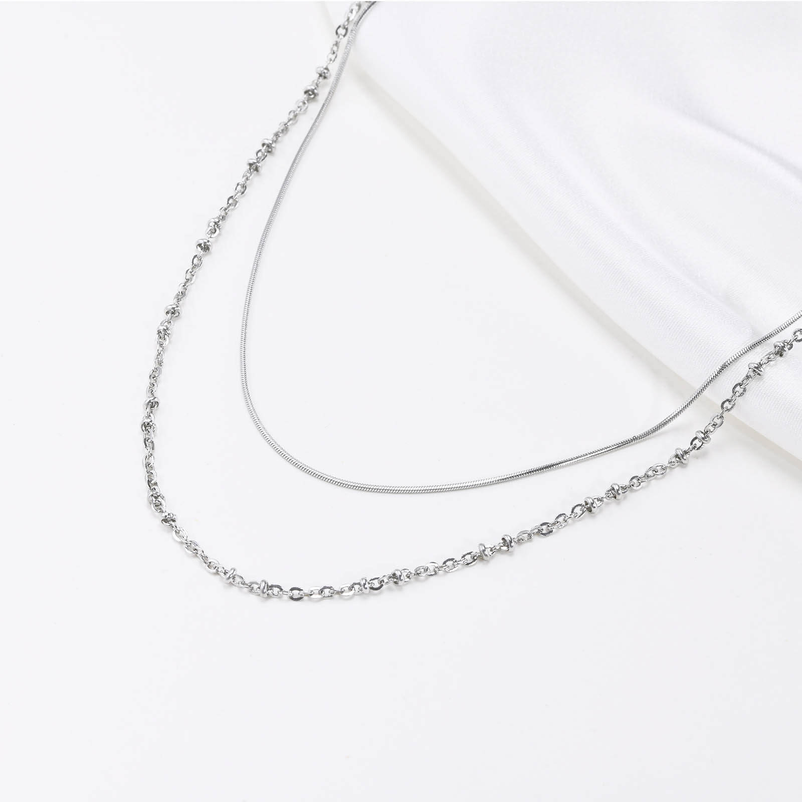 Stainless Steel IG Style Vacation Layered Plating Solid Color Double Layer Necklaces display picture 1