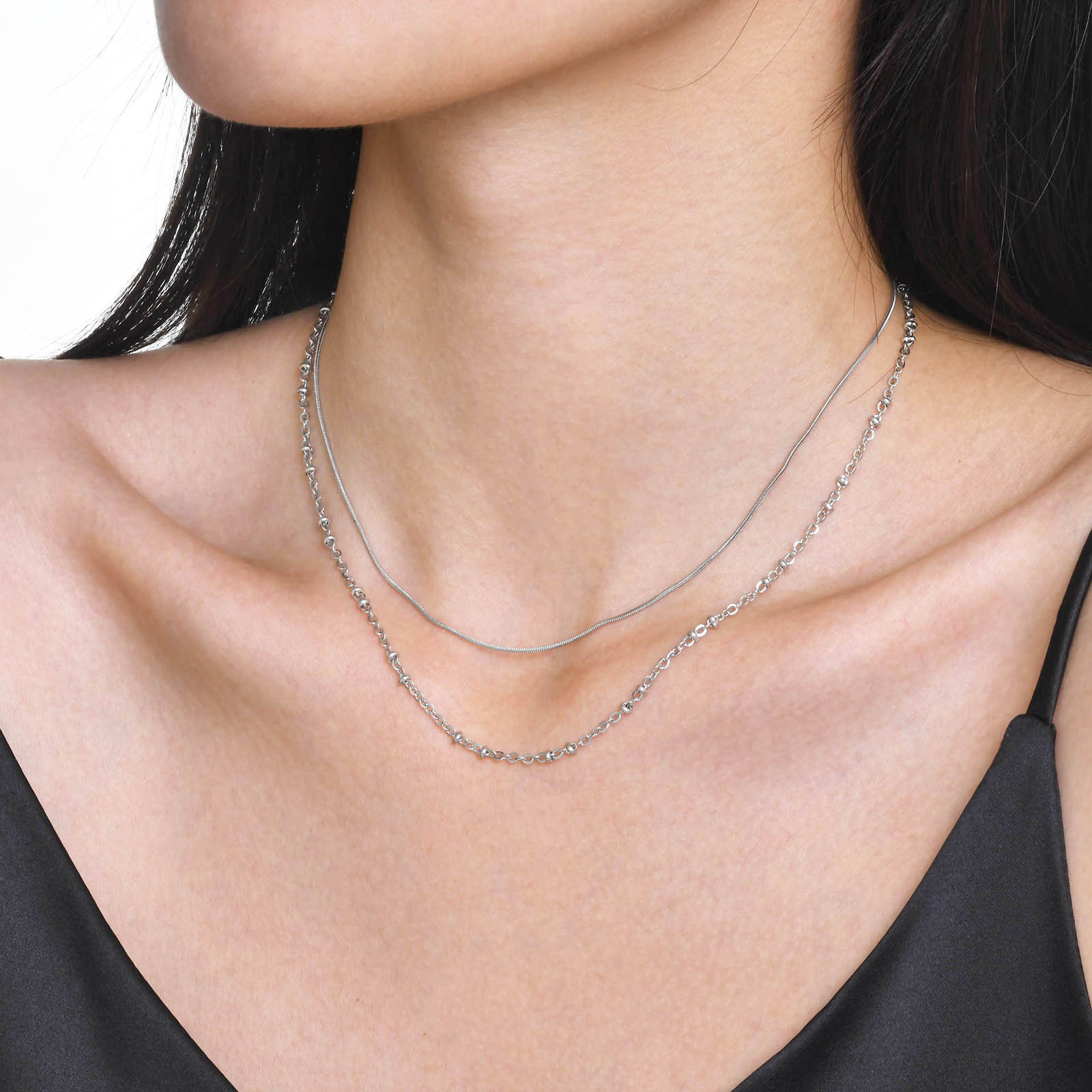 Stainless Steel IG Style Vacation Layered Plating Solid Color Double Layer Necklaces display picture 2