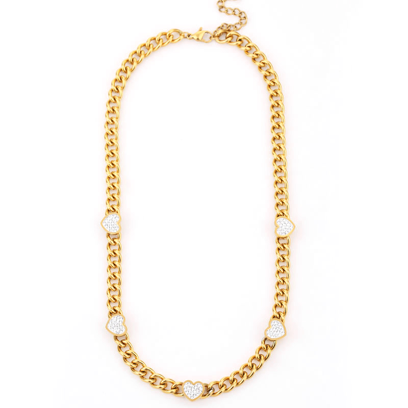Sweet Heart Shape Titanium Steel Inlay Zircon Rings Earrings Necklace display picture 2