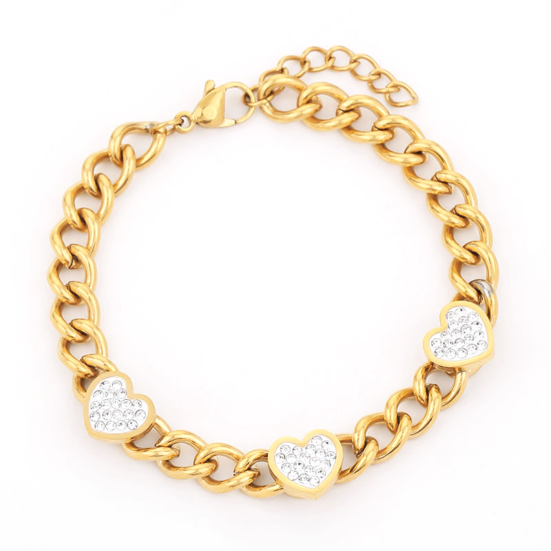 Sweet Heart Shape Titanium Steel Inlay Zircon Rings Earrings Necklace display picture 5
