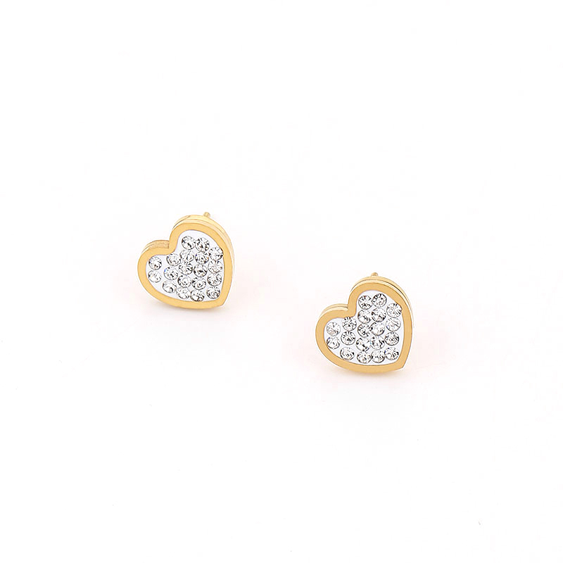 Sweet Heart Shape Titanium Steel Inlay Zircon Rings Earrings Necklace display picture 6
