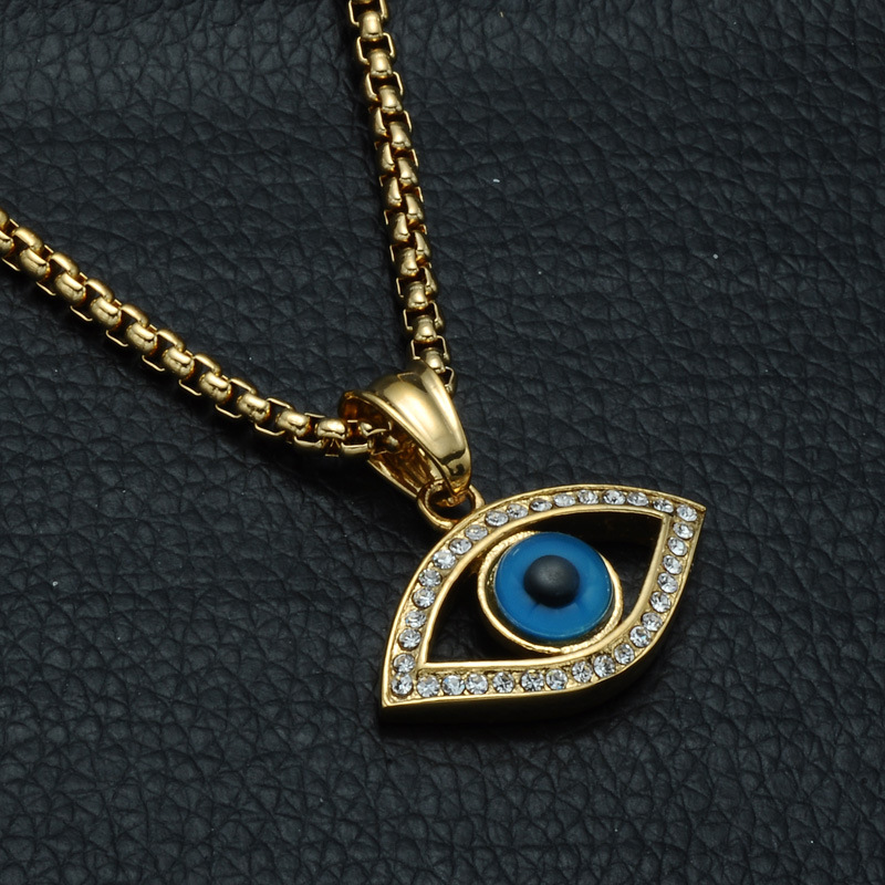 Casual Streetwear Devil's Eye Stainless Steel Inlay Zircon Pendant Necklace display picture 6