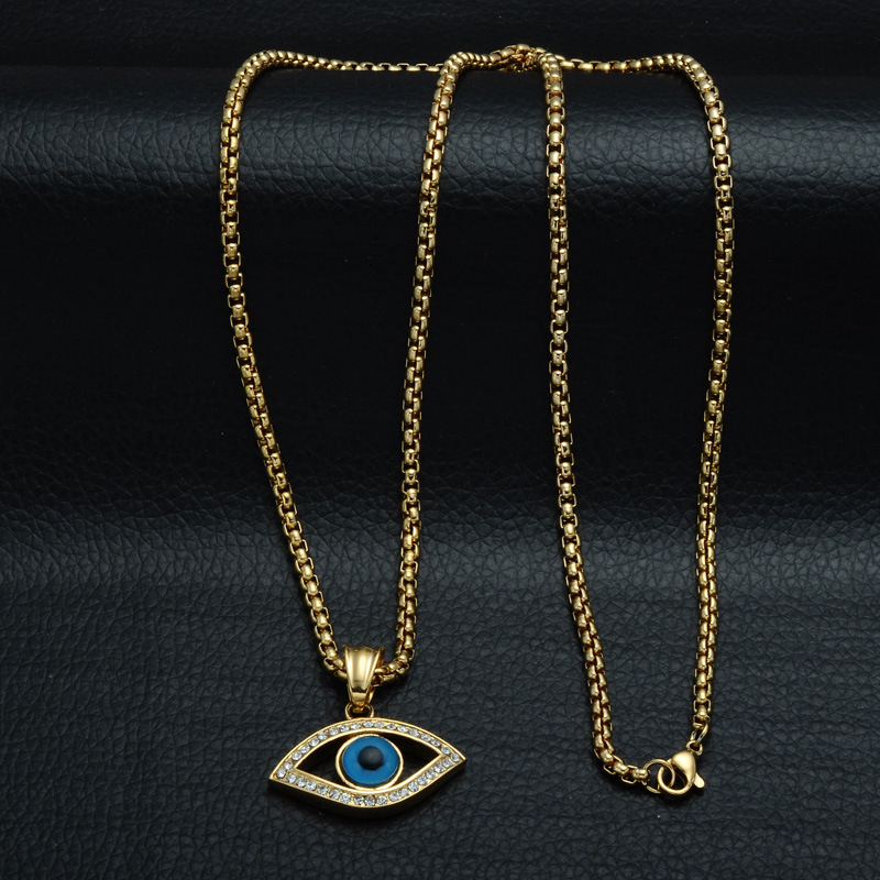 Casual Streetwear Devil's Eye Stainless Steel Inlay Zircon Pendant Necklace display picture 5