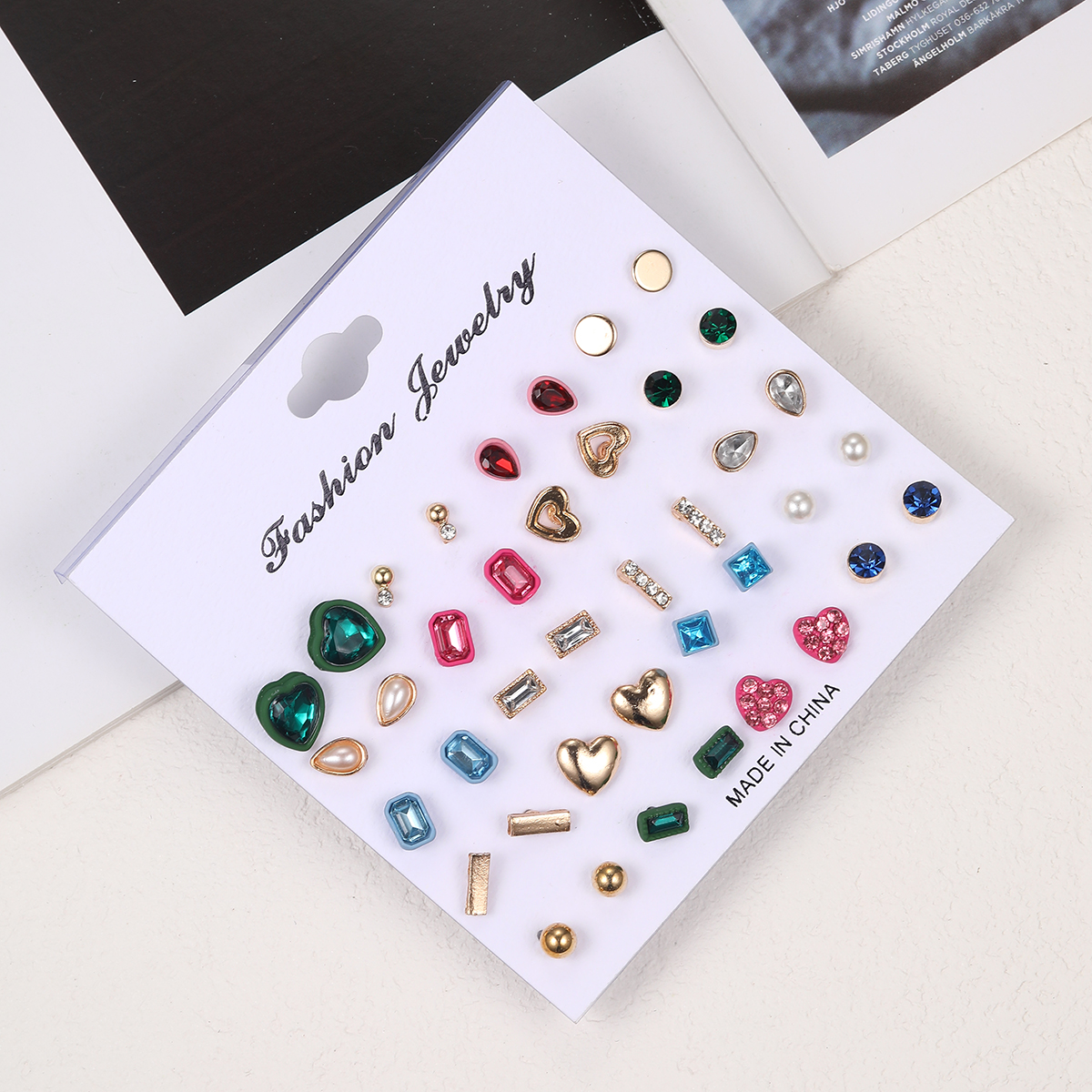 1 Set Fairy Style Elegant Shiny Star Heart Shape Butterfly Artificial Gemstones Artificial Crystal Alloy Gold Plated Silver Plated Ear Studs display picture 7