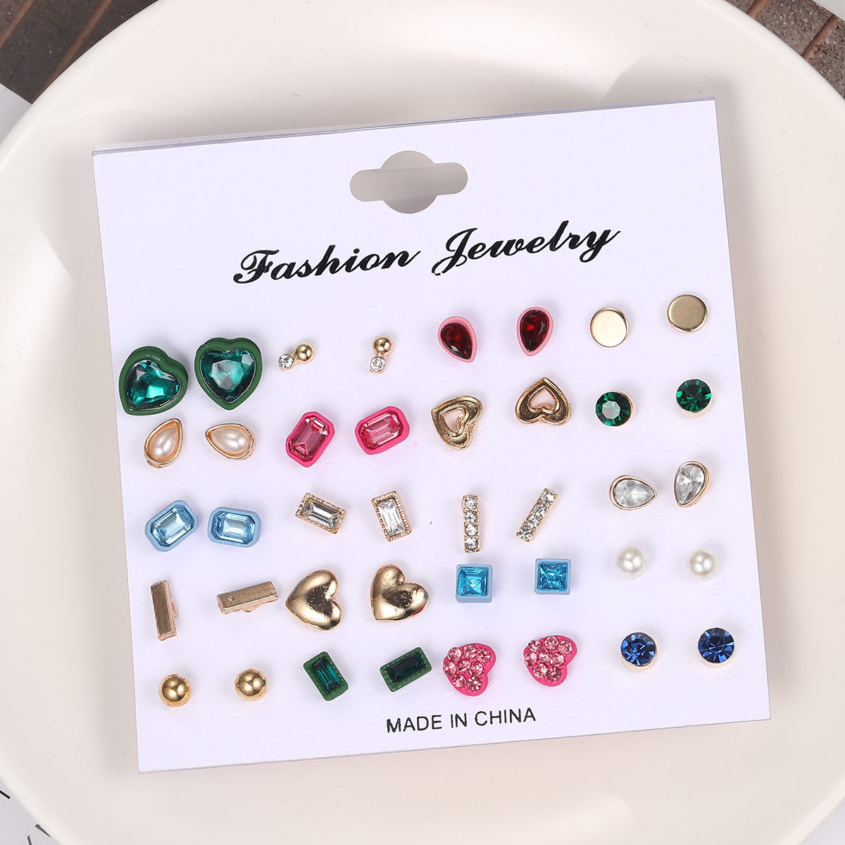 1 Set Fairy Style Elegant Shiny Star Heart Shape Butterfly Artificial Gemstones Artificial Crystal Alloy Gold Plated Silver Plated Ear Studs display picture 9