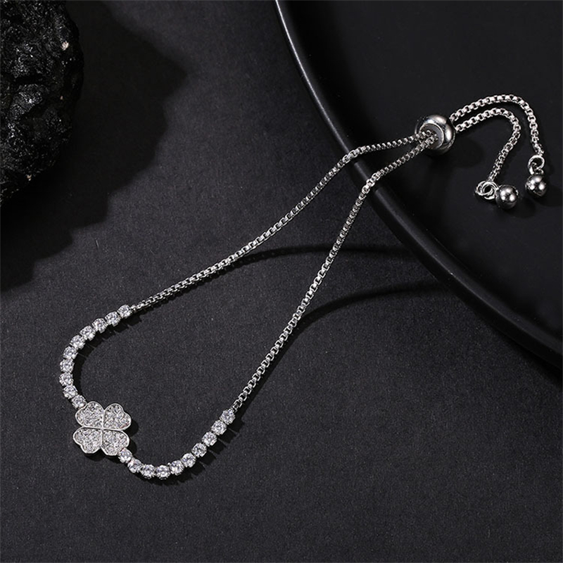 Copper Rhodium Plated Simple Style Plating Inlay Heart Shape Zircon Bracelets display picture 1