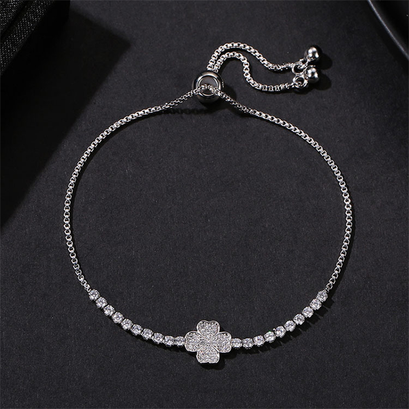 Copper Rhodium Plated Simple Style Plating Inlay Heart Shape Zircon Bracelets display picture 2