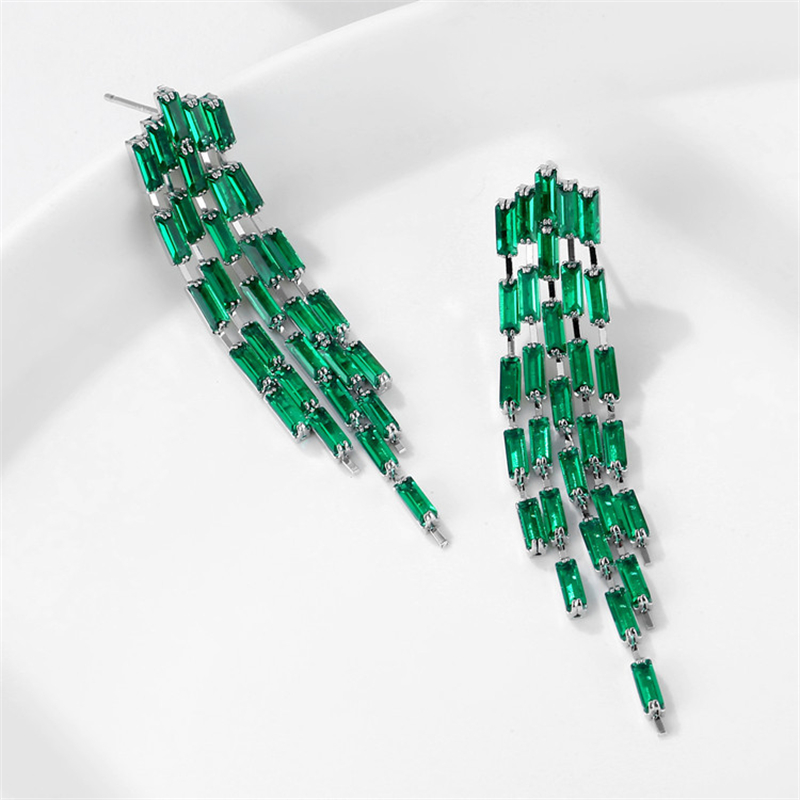 1 Pair Lady Simple Style Tassel Plating Inlay Copper Zircon Rhodium Plated Drop Earrings display picture 4