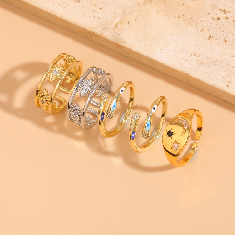 Elegant Basic Geometric Copper Plating Inlay Zircon 14k Gold Plated Open Rings display picture 2