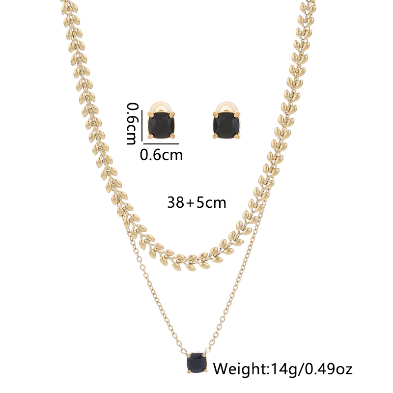 Wholesale Elegant Streetwear V Shape Square Titanium Steel Earrings Necklace Jewelry Set display picture 3