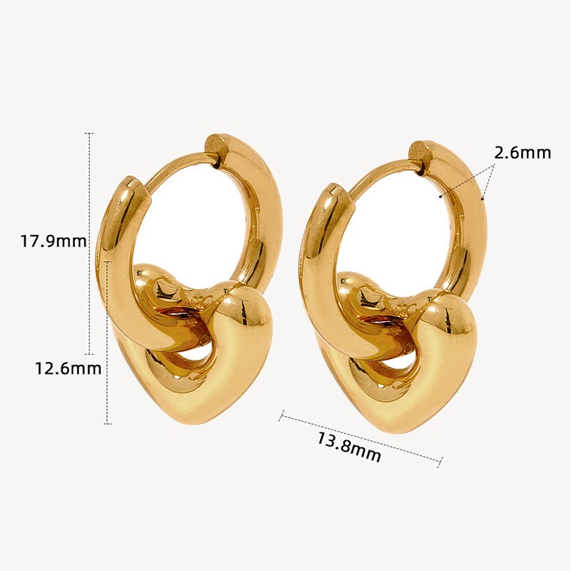 1 Pair Casual Simple Style Star Moon Heart Shape Plating 304 Stainless Steel 16K Gold Plated White Gold Plated Gold Plated Earrings display picture 4