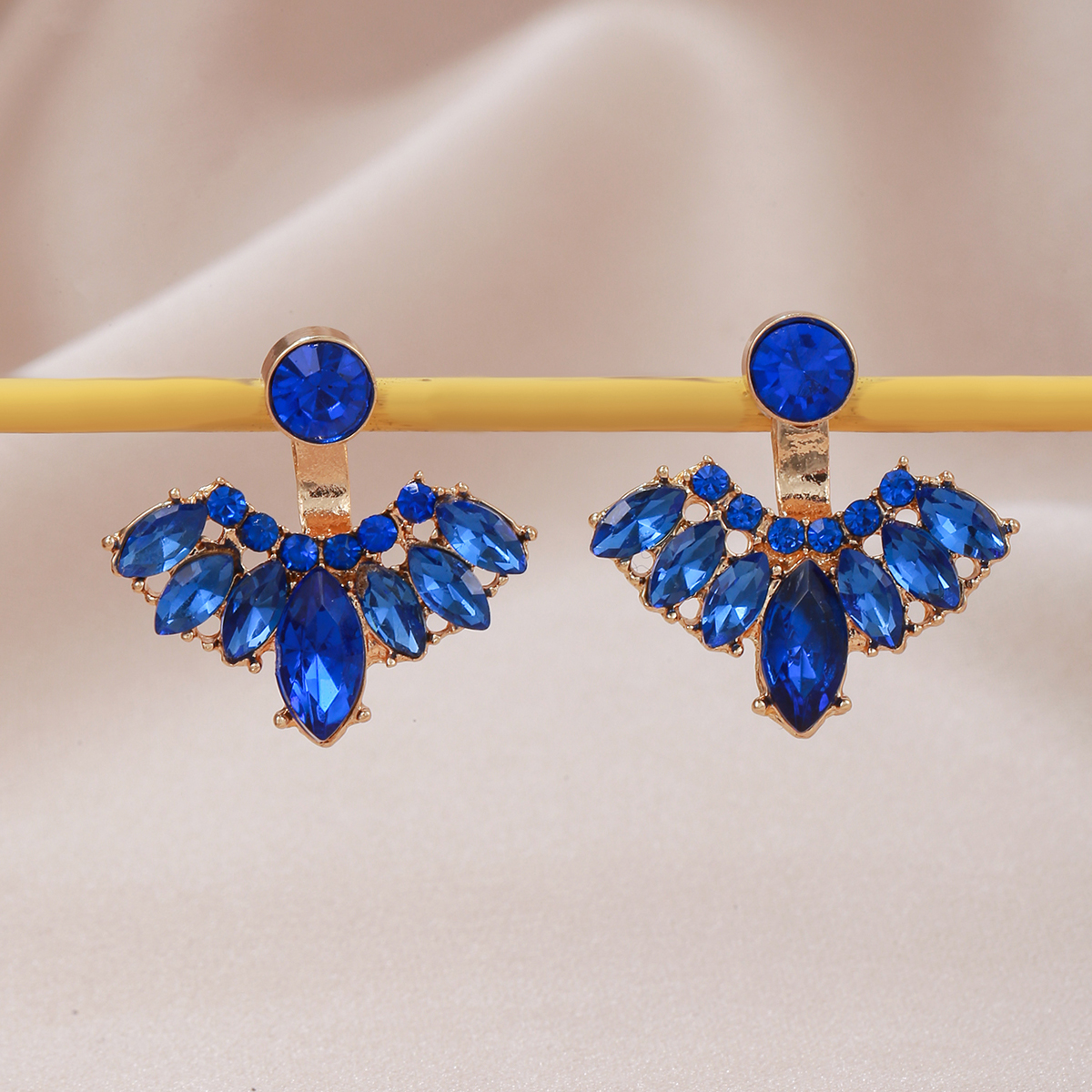 1 Pair Vintage Style Vacation Peacock Inlay Alloy Artificial Rhinestones Gold Plated Ear Studs display picture 9