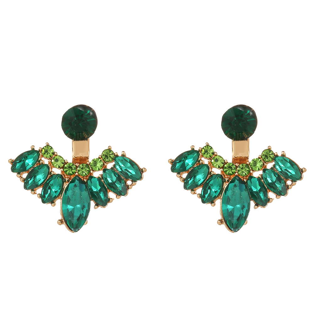 1 Pair Vintage Style Vacation Peacock Inlay Alloy Artificial Rhinestones Gold Plated Ear Studs display picture 3
