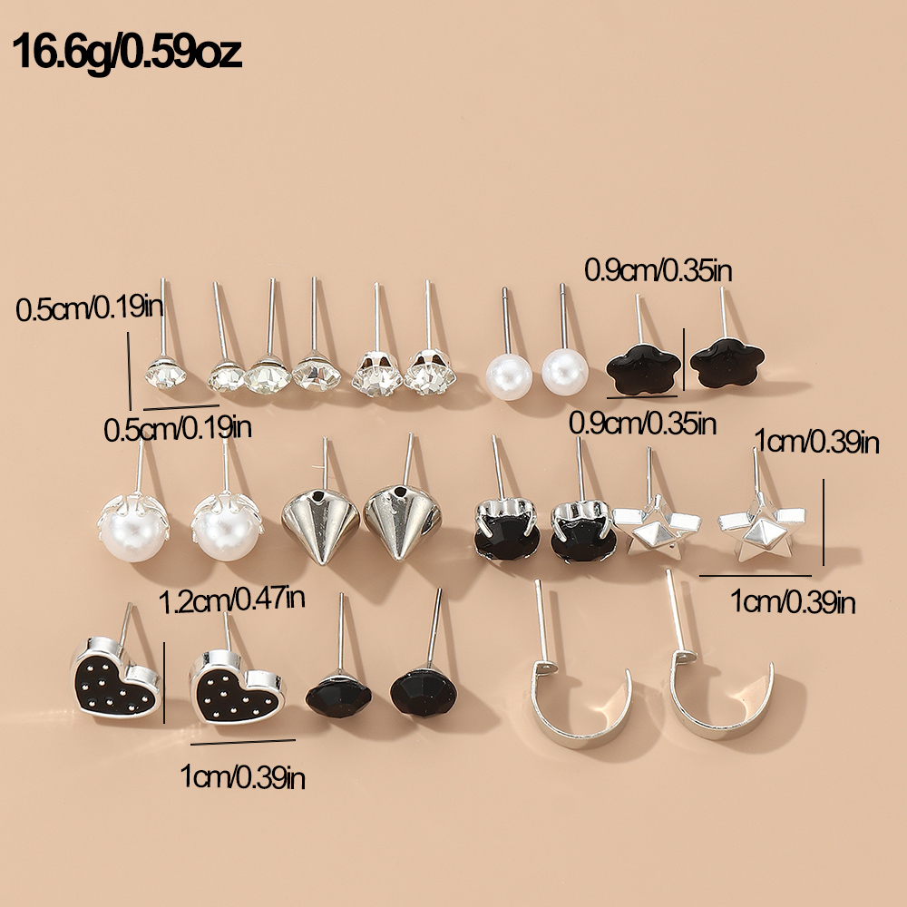 1 Set Casual Simple Style Commute Geometric Flower Inlay Alloy Artificial Rhinestones Artificial Pearls Ear Studs display picture 26