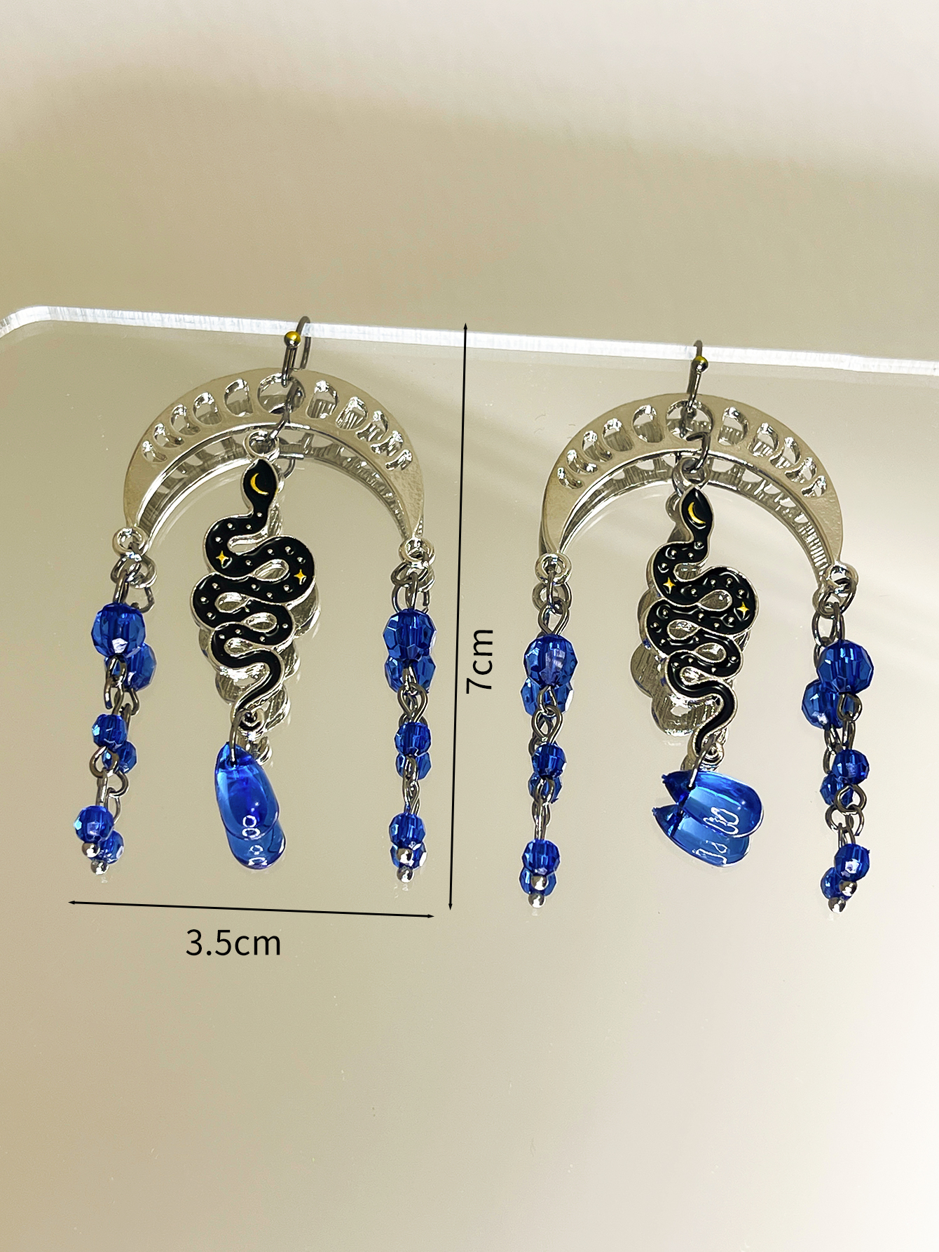 1 Pair Novelty Simple Style Moon Snake Alloy Drop Earrings display picture 3