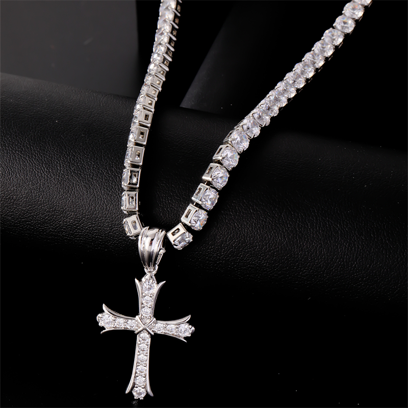 Hip-Hop Cool Style Cross Copper Plating Inlay Zircon K Gold Plated Rhodium Plated Unisex Pendant Necklace display picture 1