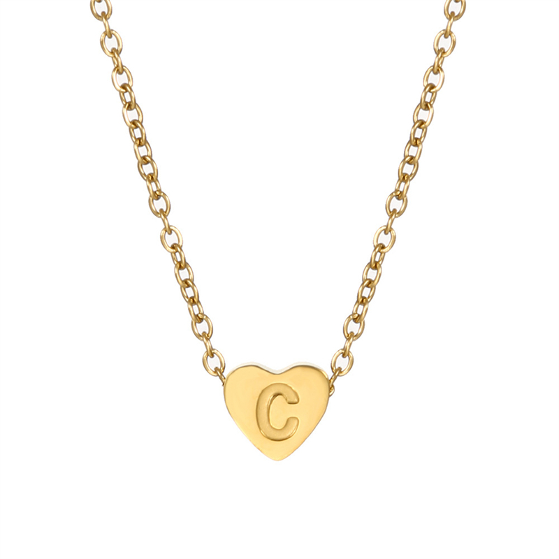 Stainless Steel K Gold Plated Simple Style Plating Letter Heart Shape Necklace Pendant display picture 4