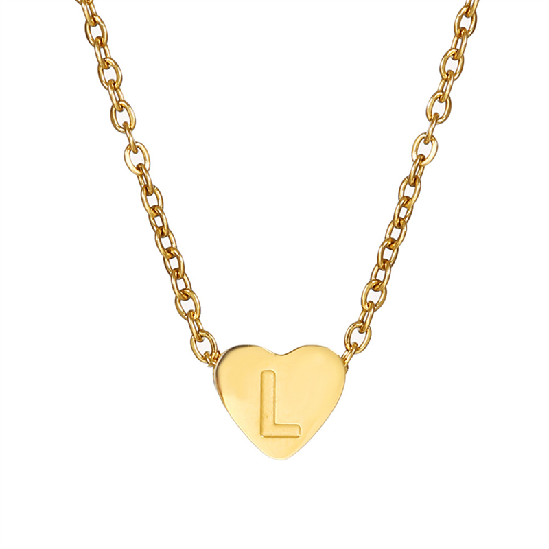 Rostfreier Stahl K Vergoldet Einfacher Stil Überzug Brief Herzform Halskette Anhänger display picture 21