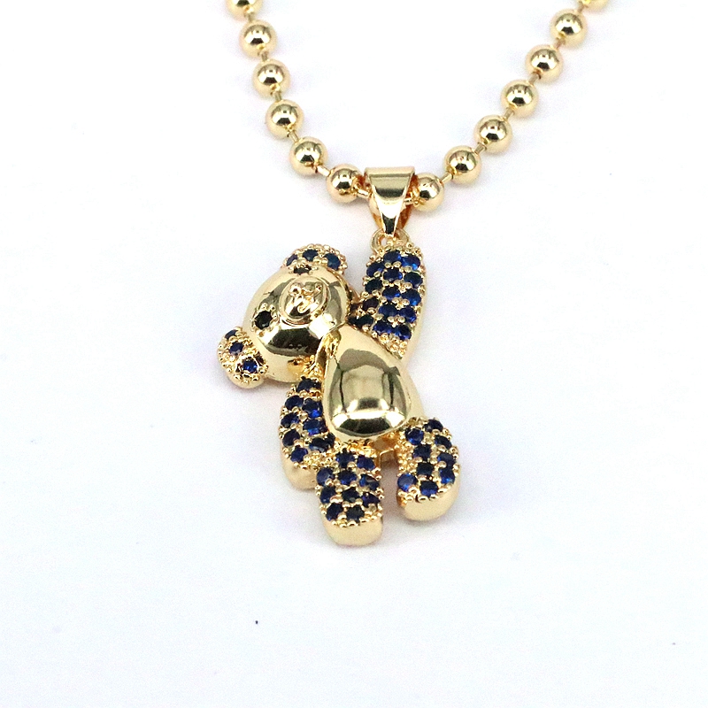 Casual Hip-hop Little Bear Copper Plating Inlay Zircon Gold Plated Pendant Necklace display picture 7