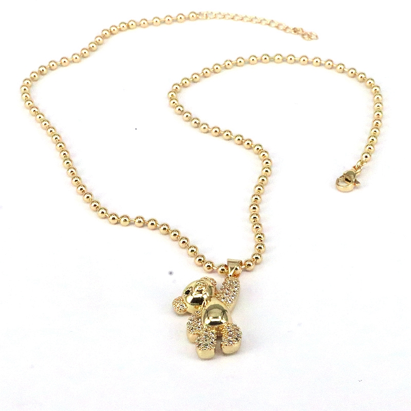 Casual Hip-hop Little Bear Copper Plating Inlay Zircon Gold Plated Pendant Necklace display picture 6