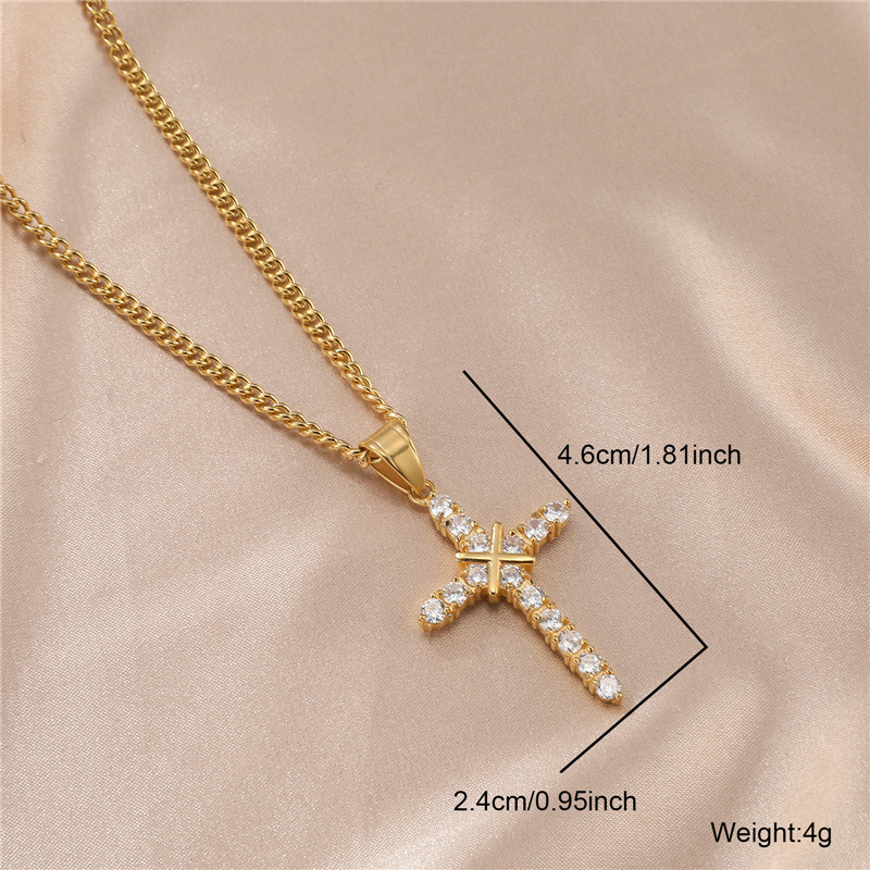 Streetwear Cross Stainless Steel Inlay Artificial Diamond Unisex Charms display picture 3