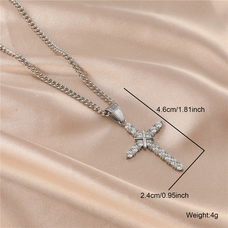 Streetwear Cross Stainless Steel Inlay Artificial Diamond Unisex Charms display picture 4