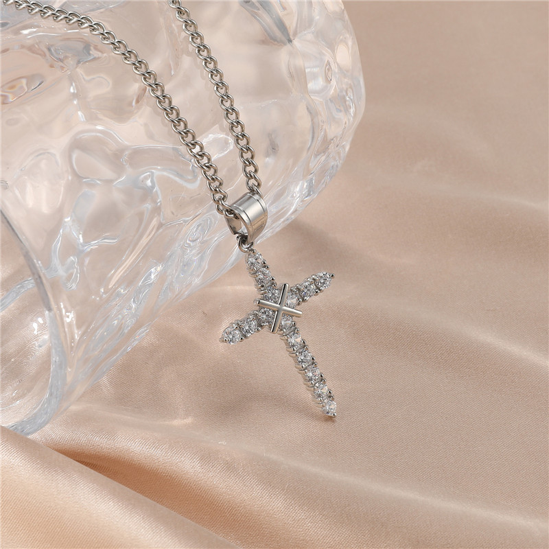 Streetwear Cross Stainless Steel Inlay Artificial Diamond Unisex Charms display picture 6