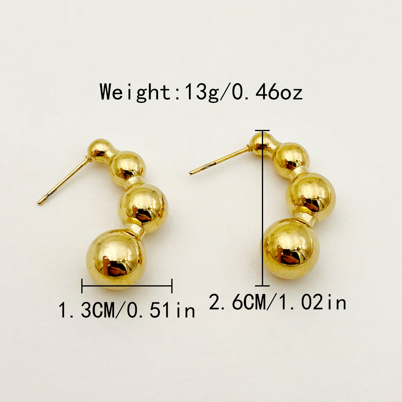 1 Pair Streetwear Commute Gourd Plating 304 Stainless Steel 14K Gold Plated Ear Studs display picture 2