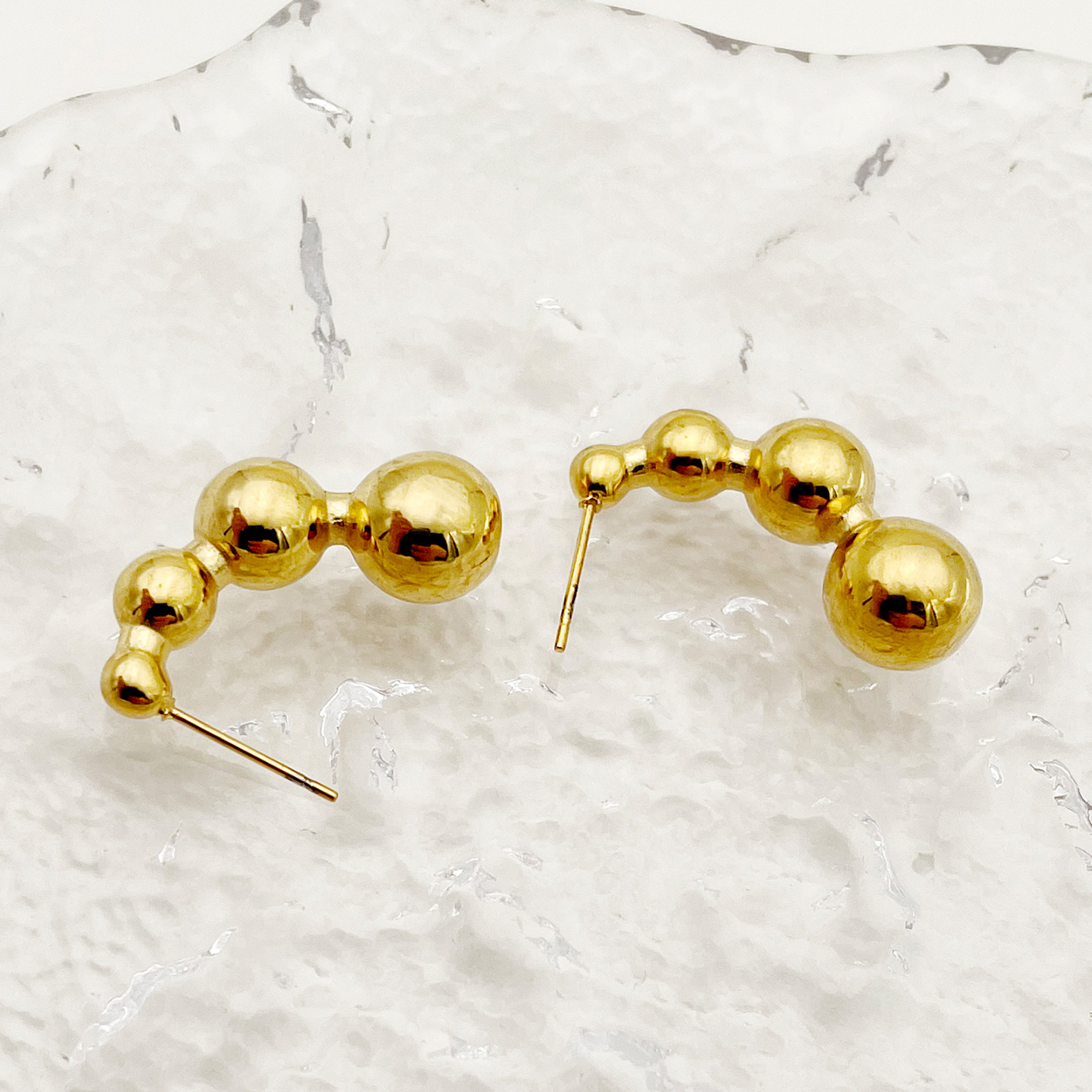 1 Pair Streetwear Commute Gourd Plating 304 Stainless Steel 14K Gold Plated Ear Studs display picture 3