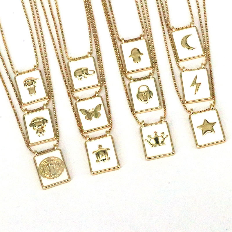 Strassenmode Tier Stern Mond Kupfer Überzug Vergoldet Halskette Mit Anhänger display picture 12