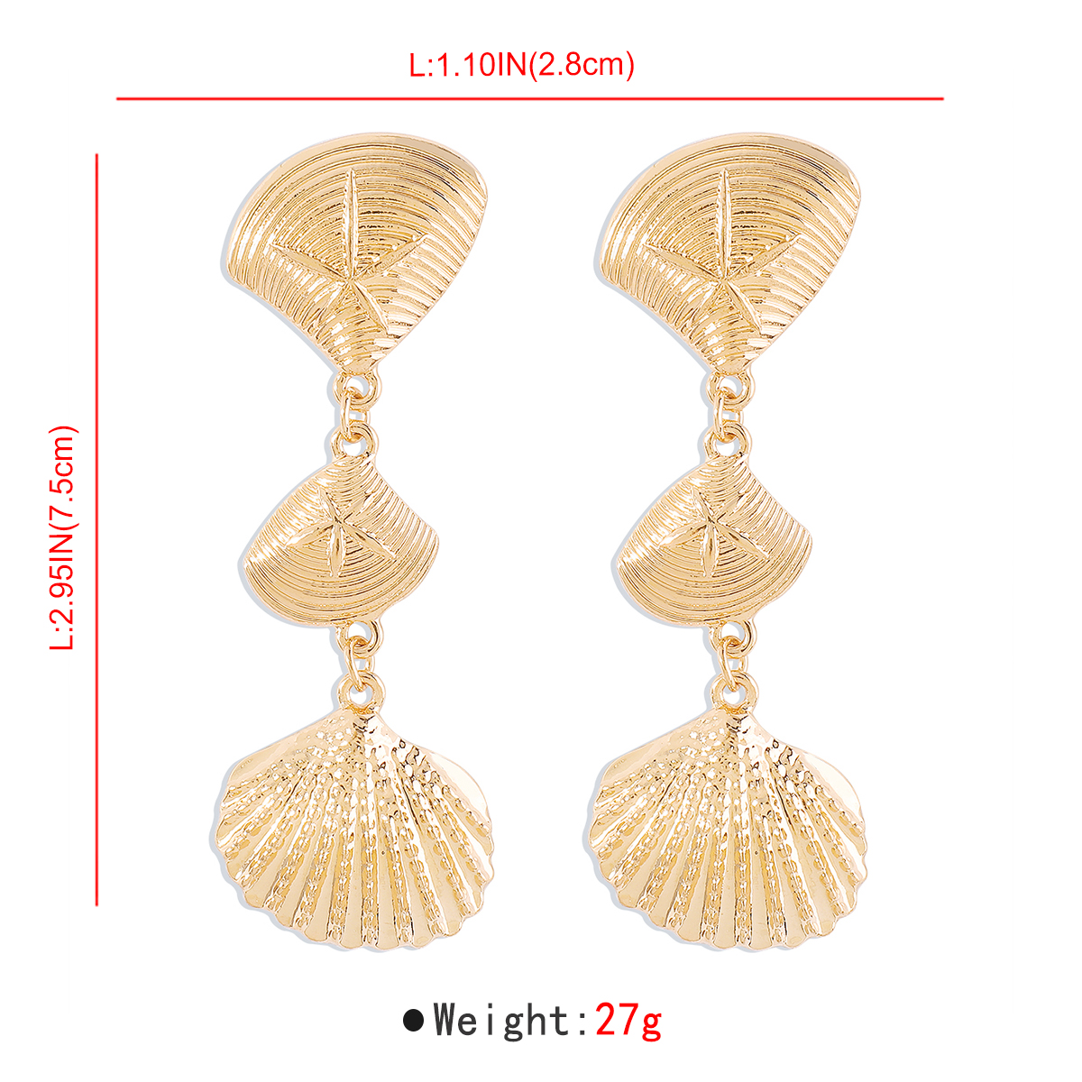 1 Pair Hawaiian Beach Tropical Shell Irregular Tassel Metal Alloy Drop Earrings display picture 16