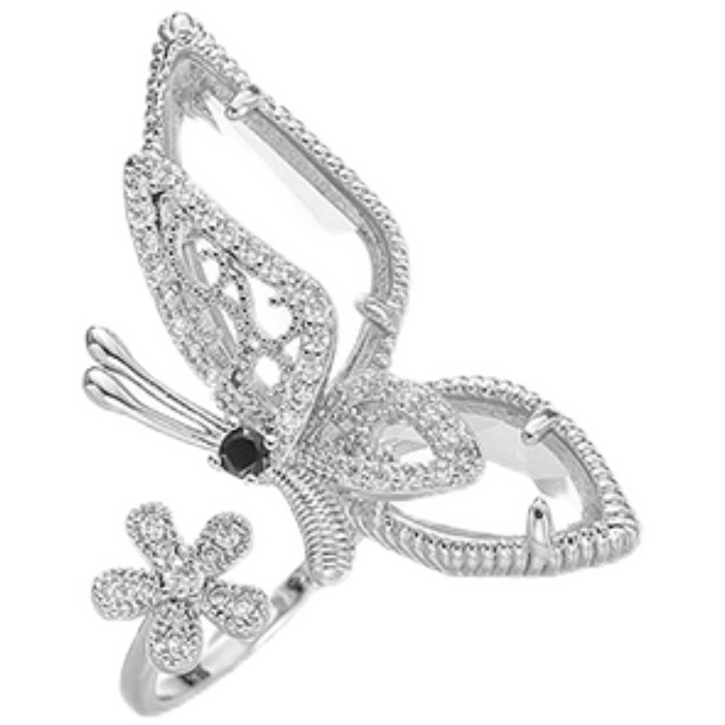 Sweet Shiny Flower Butterfly Rhinestones Alloy Wholesale Open Rings display picture 2