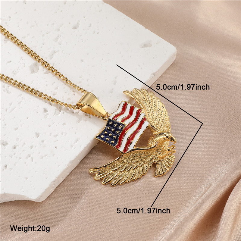 Vintage Style American Flag Stainless Steel Enamel Pendant Necklace display picture 3