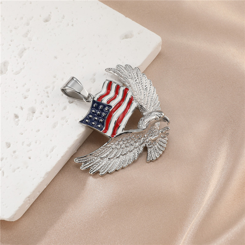 Vintage Style American Flag Stainless Steel Enamel Pendant Necklace display picture 4