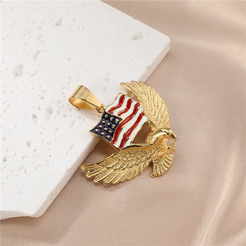 Vintage Style American Flag Stainless Steel Enamel Pendant Necklace display picture 5