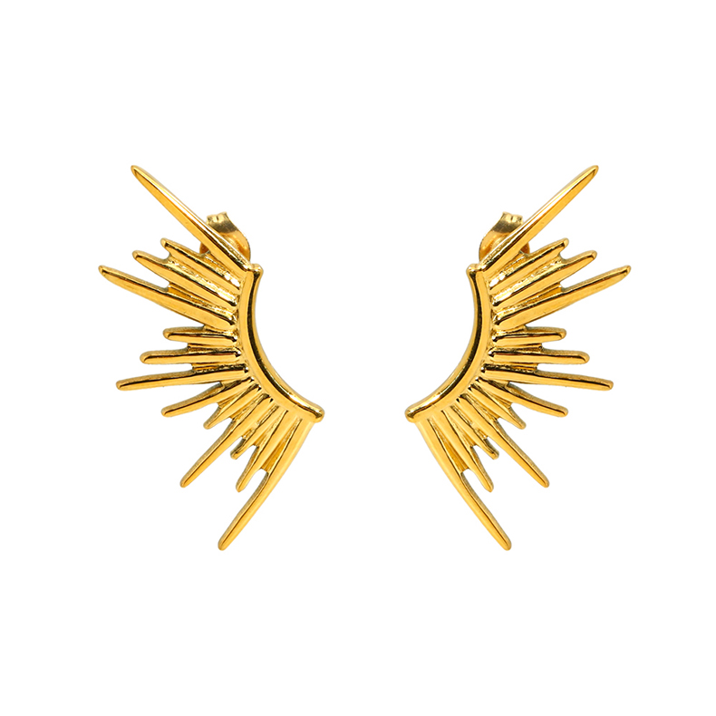 1 Pair Retro Bohemian Wings Plating 304 Stainless Steel 18K Gold Plated Ear Studs display picture 1