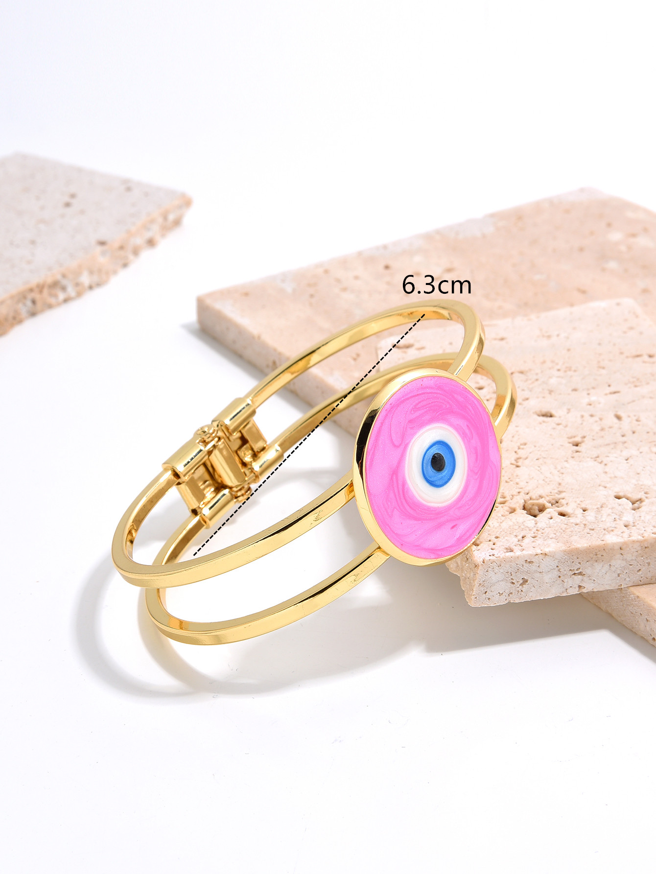 Cute Devil's Eye Copper Handmade Plating 18k Gold Plated Bangle display picture 6