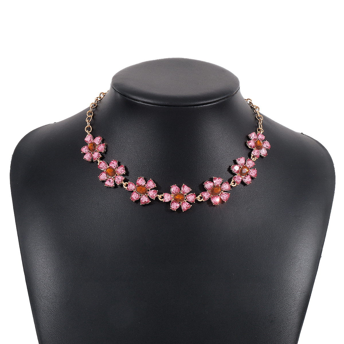 Wholesale Jewelry Elegant Sweet Flower Alloy Iron Rhinestones Inlay Necklace display picture 4